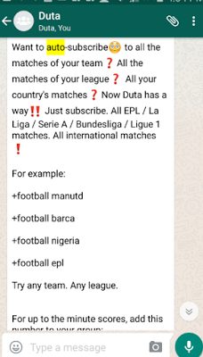 WhatsApp football updates