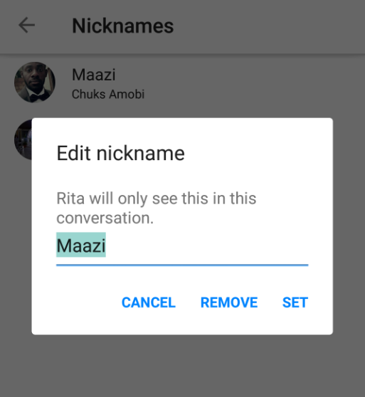 set nicknames on messengers 