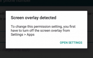 How to fix "Screen overlay detected" on Android