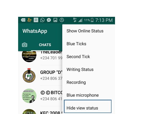 view whatsapp status update without being seen