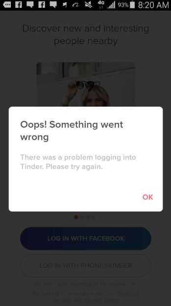 Tinder app problems or down