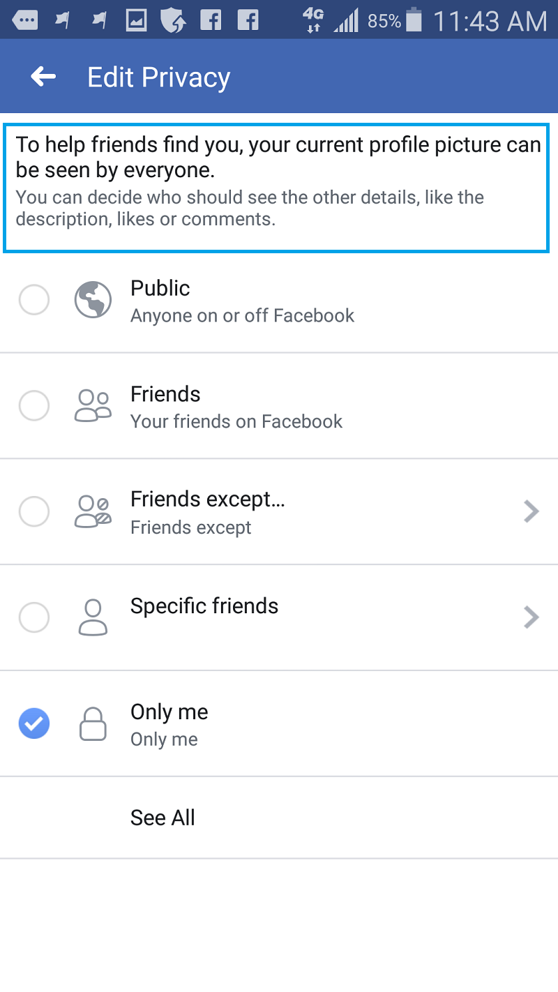 How to hide Facebook Profile Picture from public