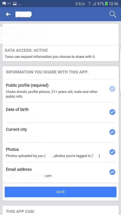 Modify Permissions on Facebook apps 