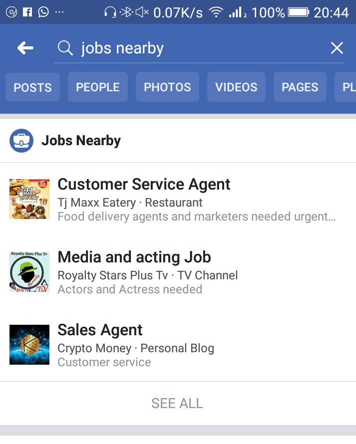 Find and apply jobs on Facebook
