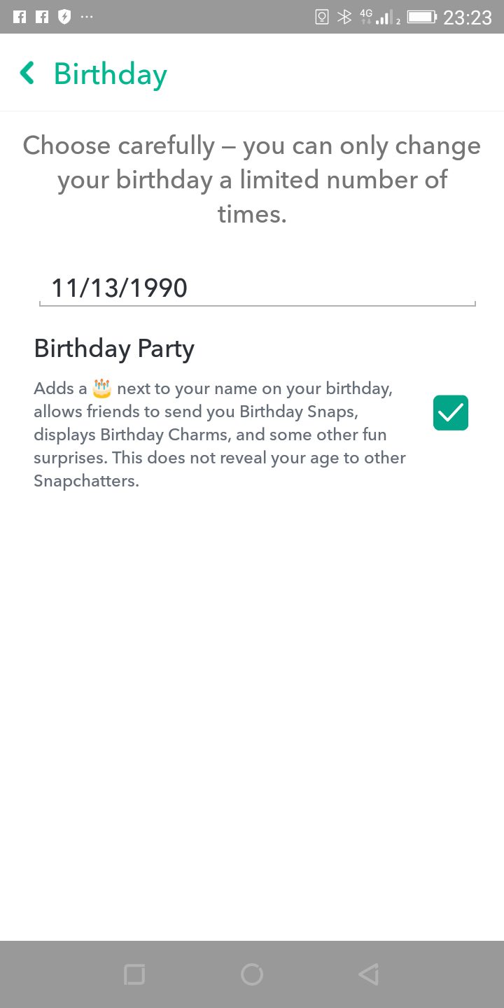 change snapchat age birthday