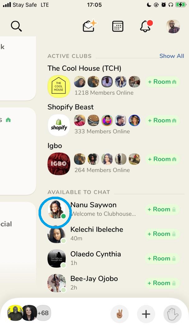 check clubhouse online status